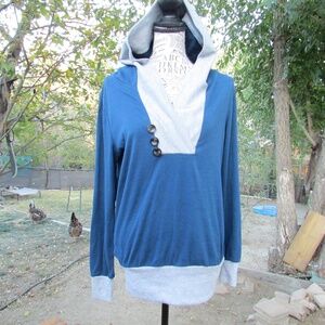 Timeson Women's V-Neck Sweater - Blue and Light Gray